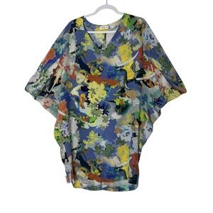 Megan‎ Park 100% Silk Dress Women's Size 0 Tunic Short Sleeve Evening Cocktail